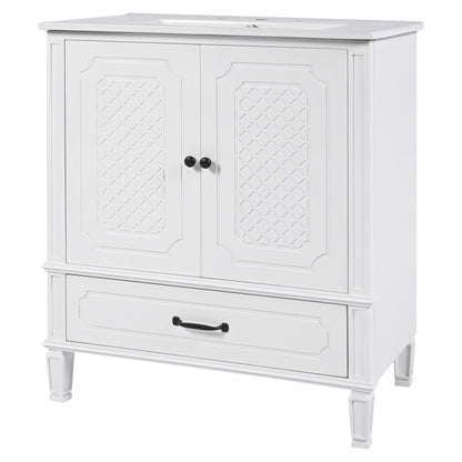 Vintage Style Bathroom Vanity With Sink, Multi Functional Storage, Soft-Closing Door