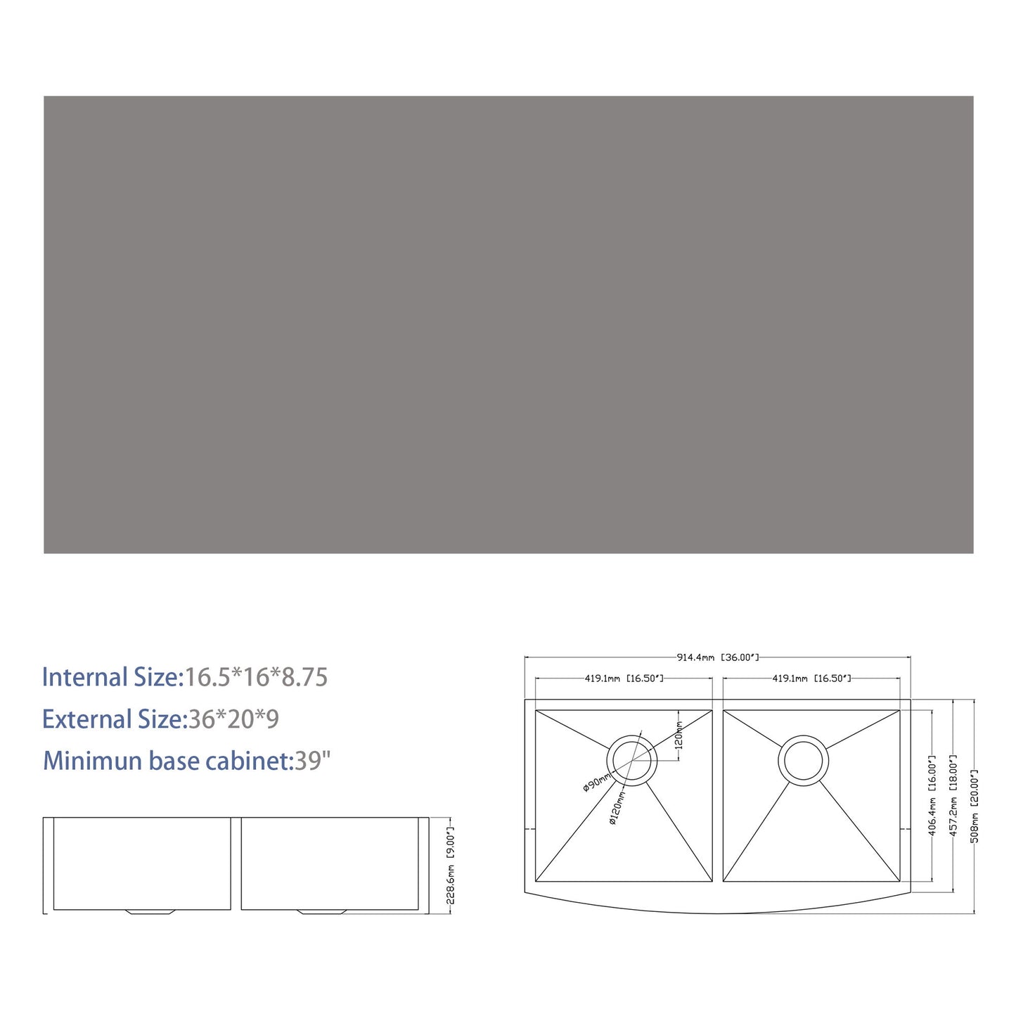 Farmhouse Double Bowl Sink With 50/50 Layout