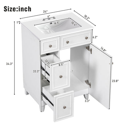 Bathroom Vanity Cabinet With Sink - White
