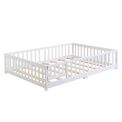 Floor Bed With Door And Fence For Children