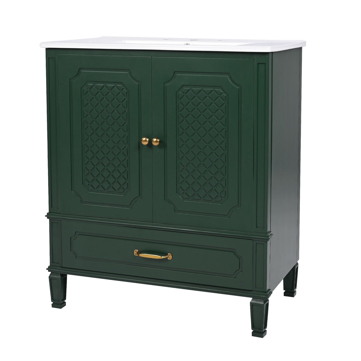 Vintage Style Bathroom Vanity With Sink, Multi Functional Storage, Soft-Closing Door