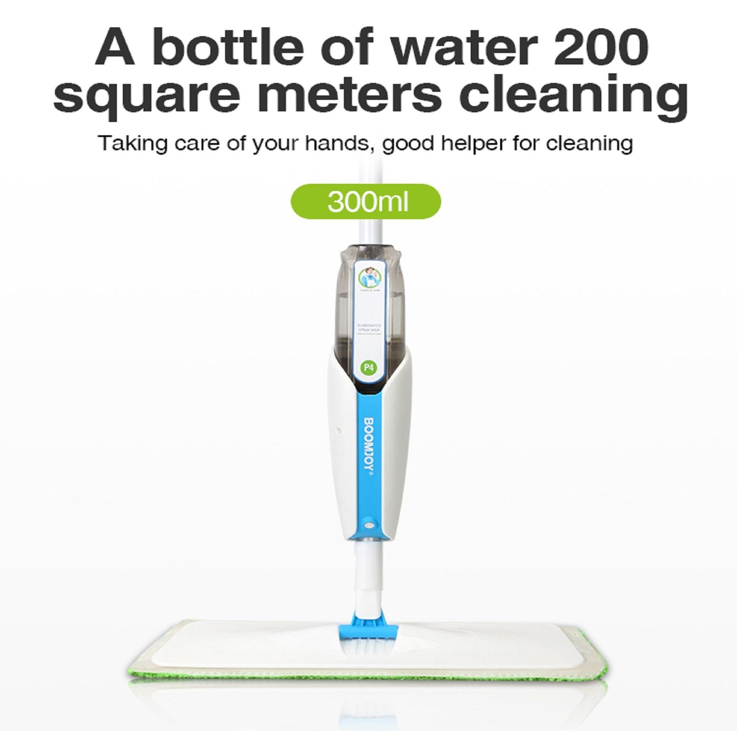 Superfine Fiber Washable Mat Spray Mop With 300Ml Reusable Bottle For Various Floors - Blue