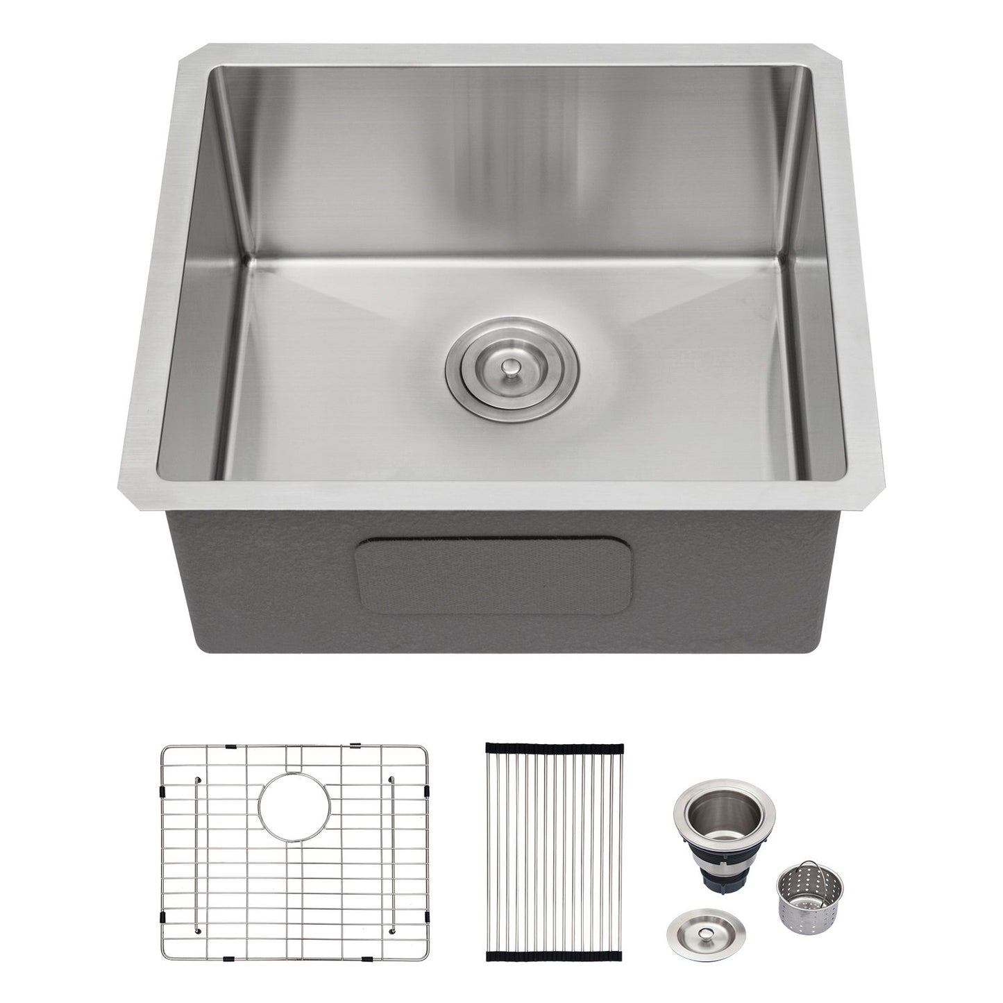 Modern Undermount Stainless Steel Kitchen Sink 16 Gauge, Deep Single Bowl