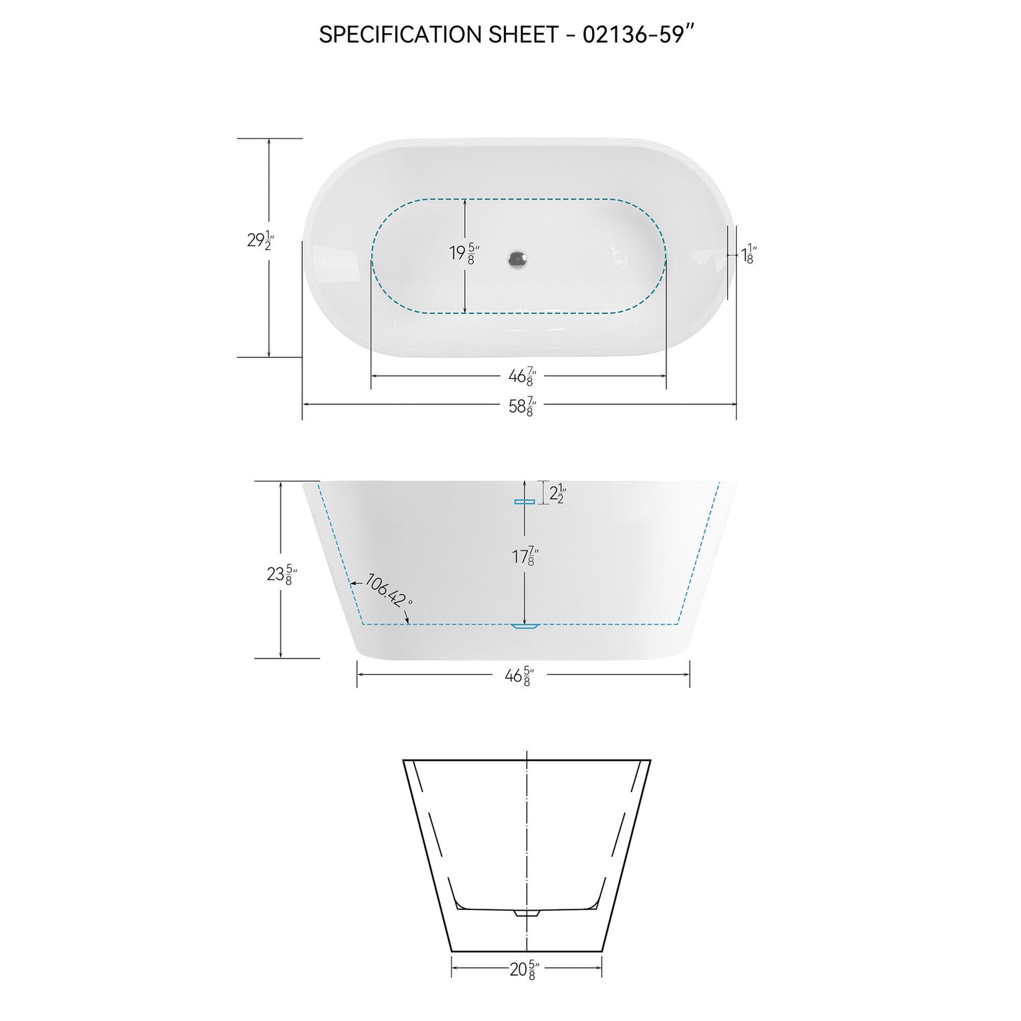 Freestanding Bathtub, Modern & Contemporary Design Soaking Tub With Toe-Tap Drain In Chrome And Classic Slotted Overflow