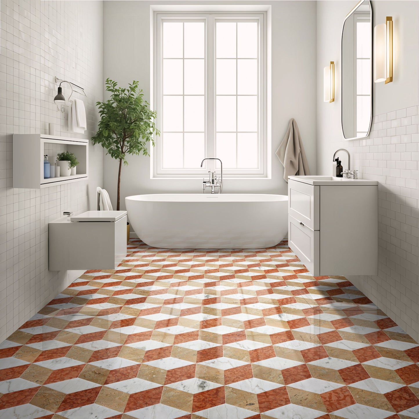 Hexagon Water Tiles For Floor And Wall (Set of 12)