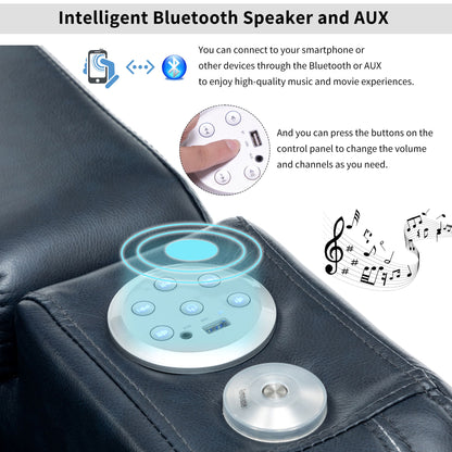 Power Recliner Theater Chair With Cooling Cup Holder, Bluetooth Speaker, LED Lights, USB Ports