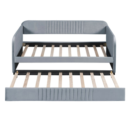 Upholstered Daybed Sofa Bed With Trundle Bed