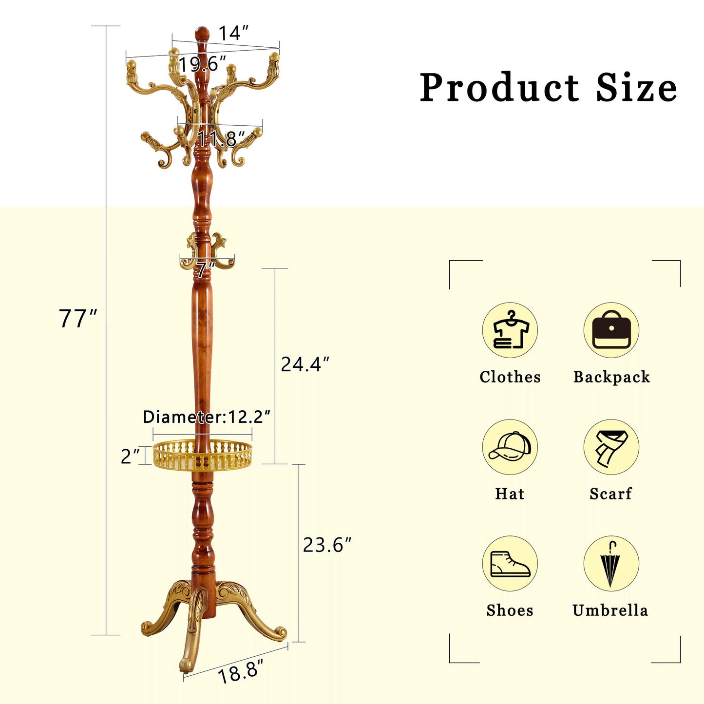 Multifunctional Coat And Hat Rack With Resin Stainless Steel Storage