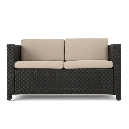 Puerta - Loveseat Outdoor Seating With Water Resistant Cushions - Dark Brown