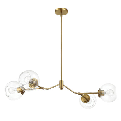 Jewel - 4 Lights Modern Farmhouse Chandelier Ceiling Hanging Light Fixture - Clear / Gold
