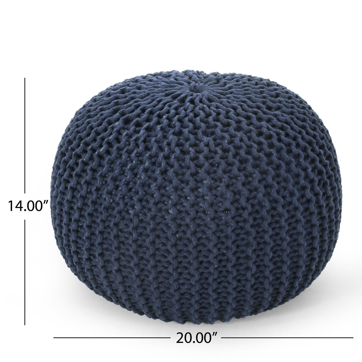 Bordeaux - Knitted Cotton Round Pouf Ottoman, Floor Cushion