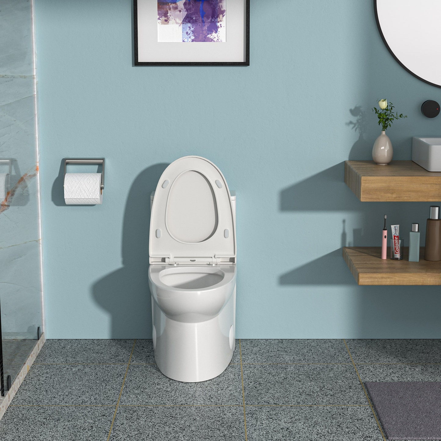 Modern 1 Piece Toilet With Dual Flush And Soft Closing Seat - White