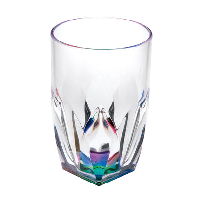 Rainbow Diamond Acrylic Glasses Drinking (Set of 4) Hi Ball 17Oz, Bpa Free Plastic Cocktail Glasses - Clear