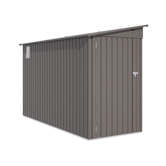 Metal Outdoor Storage Shed 4 X 9 Ft With Sloping Roof, Vents, And Side Door - Gray