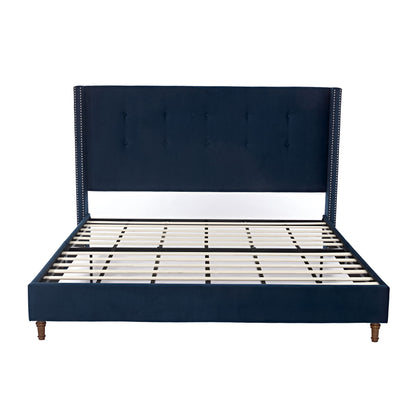 Peyton - Upholstered Bed With 54" High Headboard, Traditional Hand Buttoned Tufting