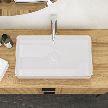 Modern European Style Ceramic Rectangular Vessel Bathroom Sink