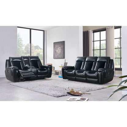 Clark - Blanche / Velvet Power Console Reclining LS With LED - Black
