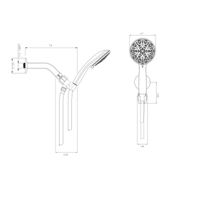Multi Function Adjustable Hand Shower 8 Function Hand Shower Plastic With Wall Mount - Chrome